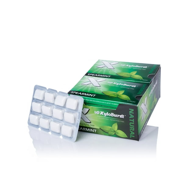 Spearmint Blister Pack Gum XyloBurst 12 Pack Box