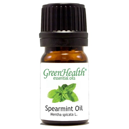 Spearmint Essential Oil - 1/6 fl oz (5 ml) Glass Bottle w/ Euro Dropper - 100% Pure Essential Oil by GreenHealth