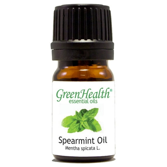 Spearmint Essential Oil - 1/6 fl oz (5 ml) Glass Bottle w/ Euro Dropper - 100% Pure Essential Oil by GreenHealth