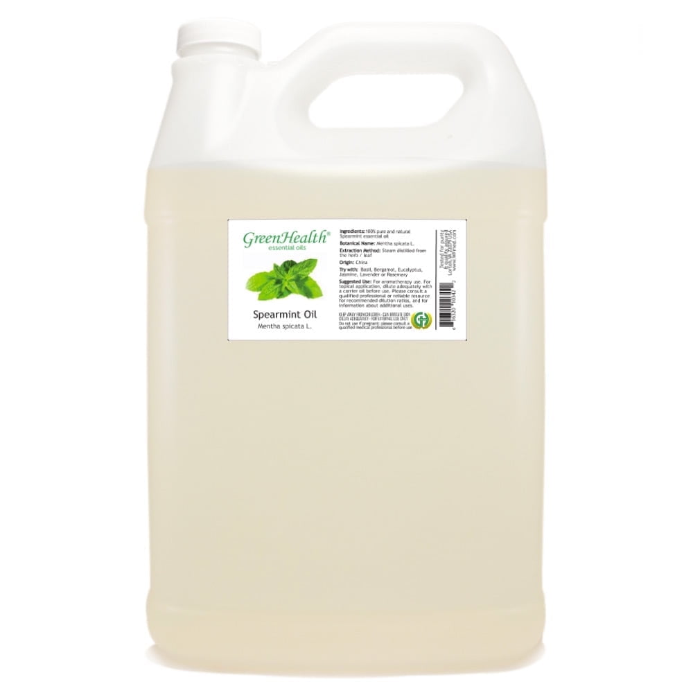 Spearmint Essential Oil - 128 fl oz (1 Gallon) Plastic Bottle w/ Cap - 100% Pure Essential Oil by GreenHealth