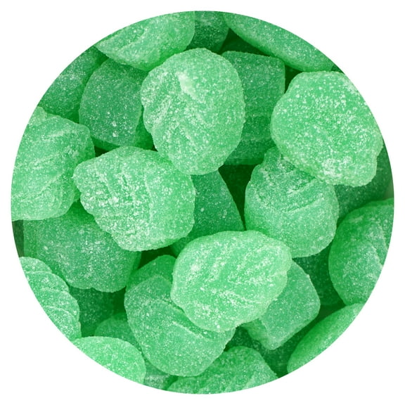 Spearmint Leaves, 2 Pound Bulk Bag Gummy Spearmint Candy Leaves, Green Candy, The Hampton Candy Company