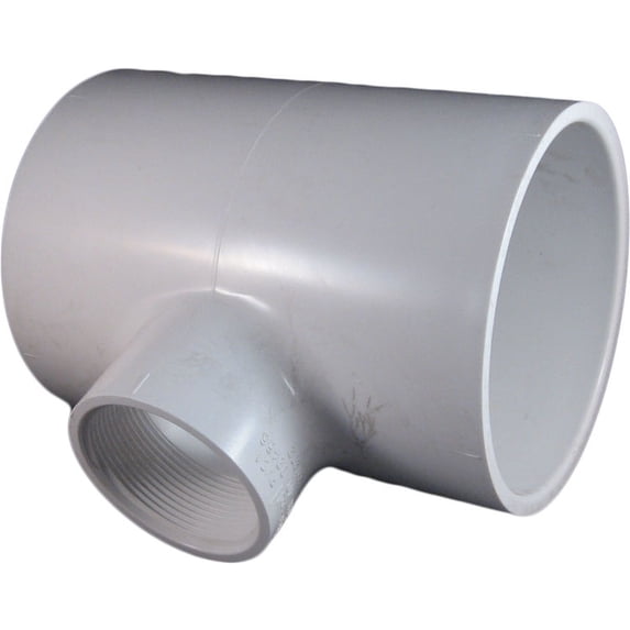 Spears 4"x4"x2" PVC Tee - Slip x Slip x Thread