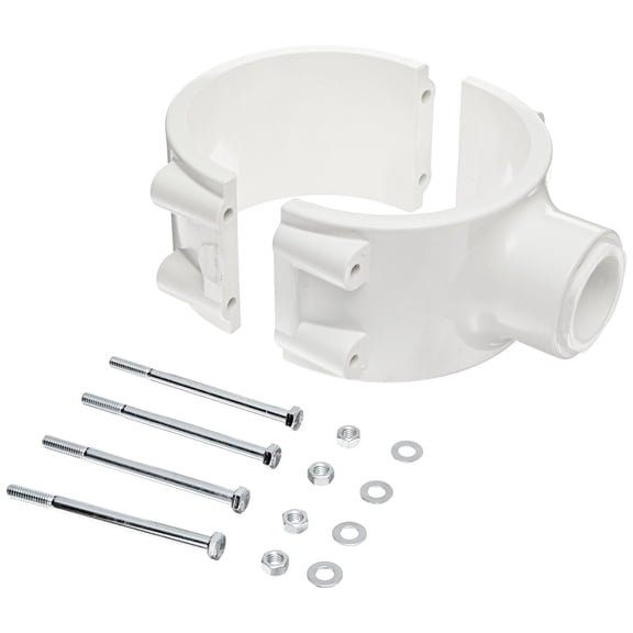Spears 466E Series PVC Clamp-On Saddle with EPDM O-Ring, Zink Bolt, Schedule 40, White, 2" IPS OD x 3/4" Socket CA2