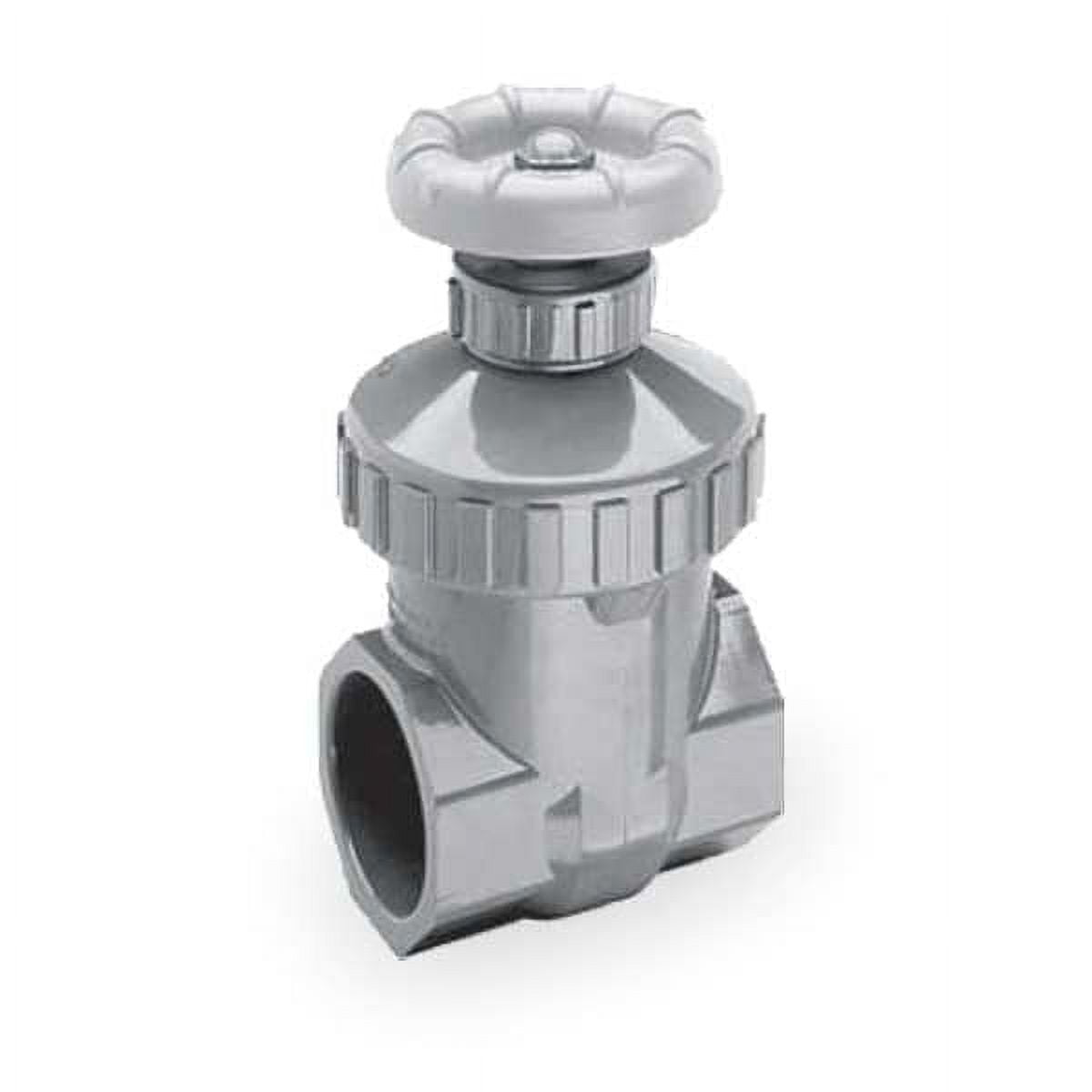 Gray PVC Gate Valve with Red Polypropylene Hand Wheel