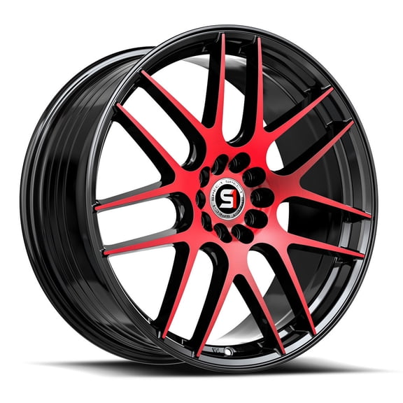Spec-1 SP-65 5x105/5x114.3 17x8 +42 Gloss Black & Red Machined