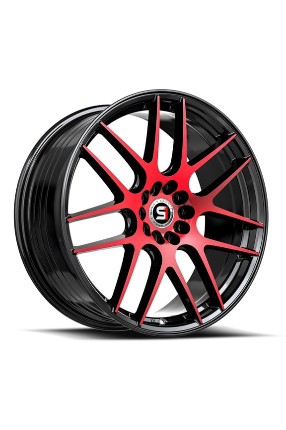 SP-65 5x105/5x114.3 17x8 +42 Gloss Black & Red Machined