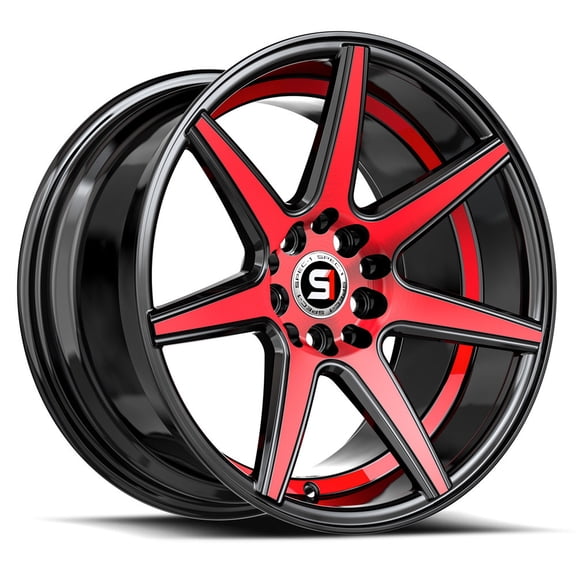 Spec-1 SP-73 5x108/5x114.3 17x7.5 +42 Gloss Black Red Machined & Undercut