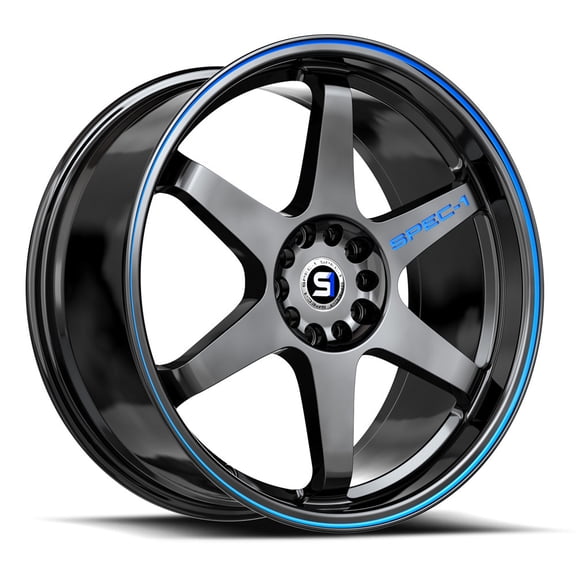 Spec-1 SPT-33 5x114.3/5x120 20x9 +38 Gloss Black & Blue Line
