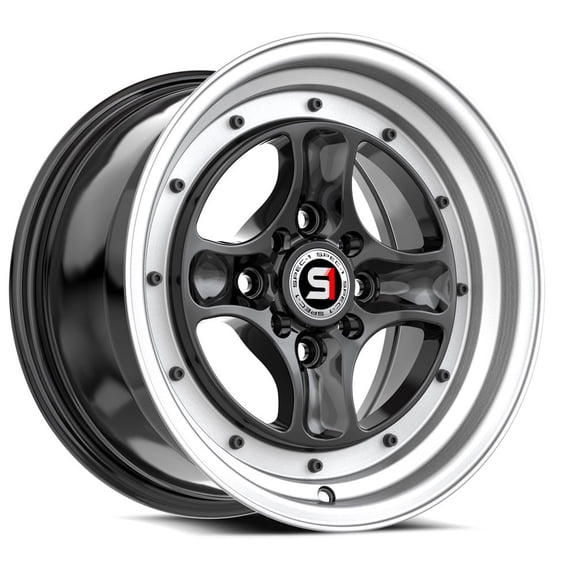 Spec-1 SPT-35 4x100/4x114.3 15x8 +25 Gloss Black & Machined Lip