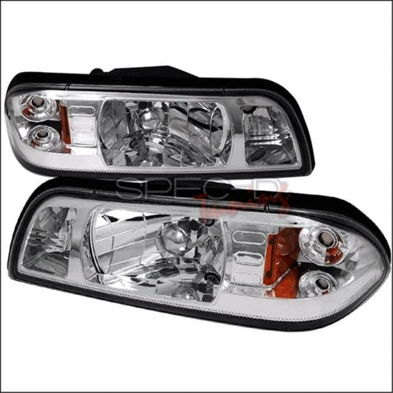 Spec-D Tuning 1 Piece Crystal Housing Headlight for 87 to 93 Ford Mustang, Chrome - 10 x 15 x 24 in.