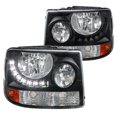 thumbnail image 1 of Spec-D Tuning 1PC Black Housing Clear Lens LED Strip Headlights Compatible with 1999-2002 Chevy Silverado 1500 2500, 2001-2002 Chevy 3500, 2000-2006 Chevy Suburban, L+R Pair Head Light Lamp Assembly, 1 of 7