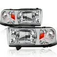 thumbnail image 1 of Spec-D Tuning 1Pc Chrome Housing Clear Lens Headlights Compatible with 1994-2001 Dodge Ram 1500, 1994-2002 Dodge Ram 2500 3500, L+R Pair Head Light Lamp Assembly, 1 of 6