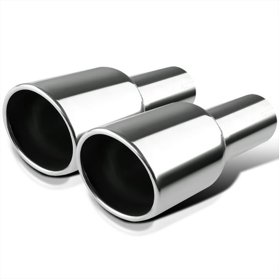 Spec-D Tuning 2.5" Inlet 4.125" Slant Angle Cut Round Tip Stainless Steel Exhaust Muffler Fits select: 1987-2010 HONDA ACCORD, 1988-2010 HONDA CIVIC