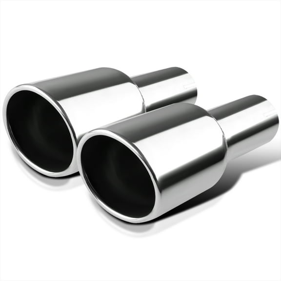 Spec-D Tuning 2.5" Inlet 4.125" Slant Angle Cut Round Tip Stainless Steel Exhaust Muffler Fits select: 1987-2010 HONDA ACCORD, 1988-2010 HONDA CIVIC