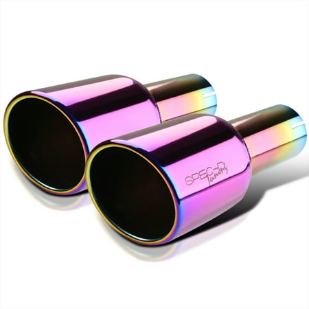 Spec-D Tuning 2.5" Inlet 4.125" Slant Titanium Dual Burnt Tip Stainless Steel Exhaust Muffler Fits select: 1987-2010 HONDA ACCORD, 1988-2010 HONDA CIVIC