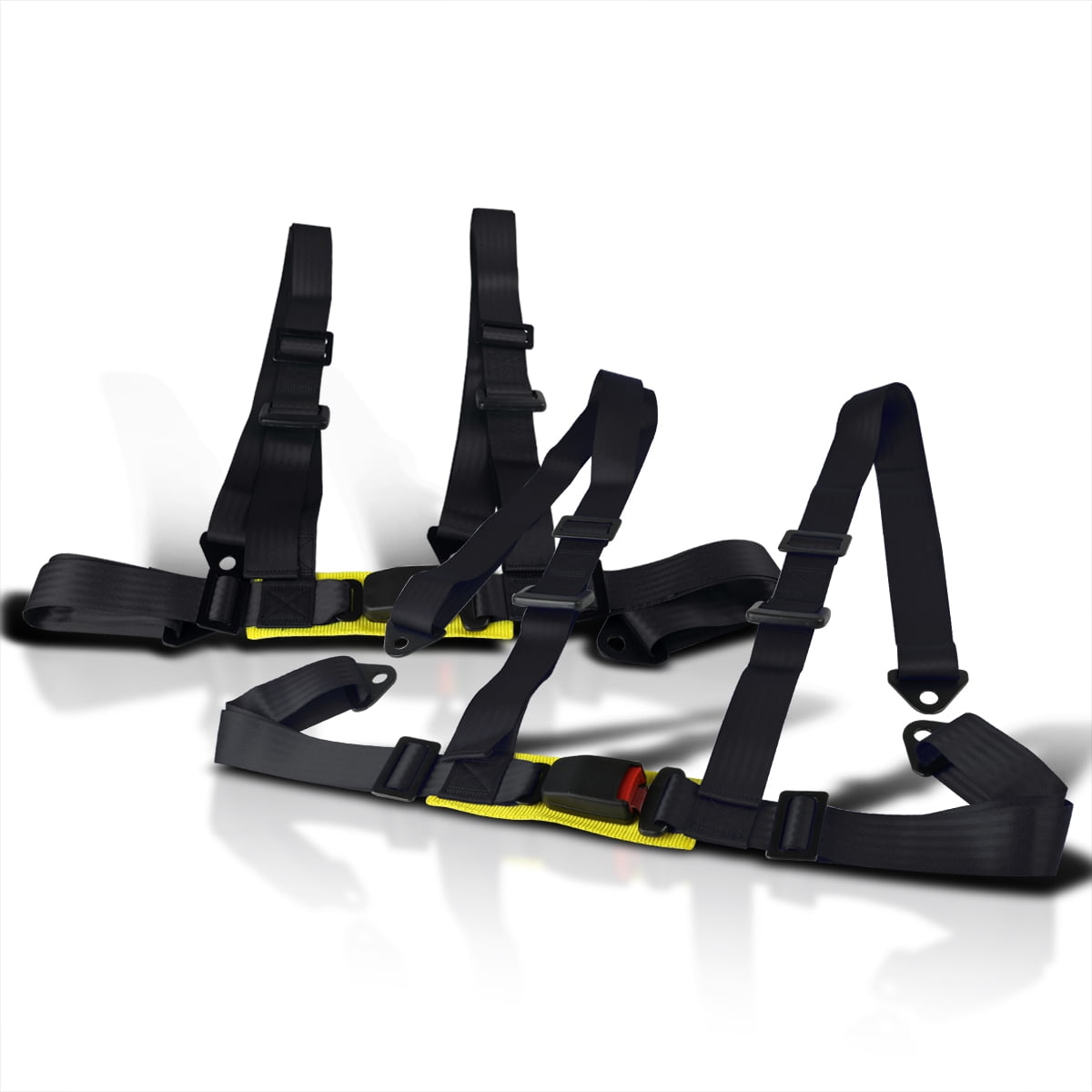 Spec-D Tuning 2 X Black 4 Point Camlock JDM Racing Seat Belts Harness
