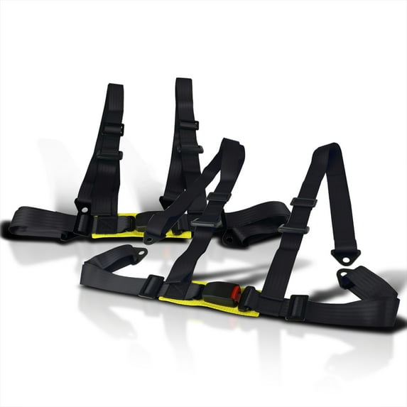 Spec-D Tuning 2 X Black 4 Point Camlock JDM Racing Seat Belts Harness