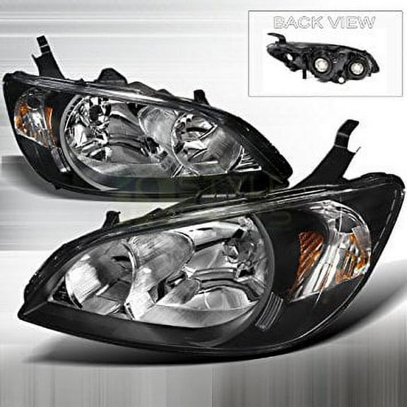 Spec-D Tuning 2004-2005 Honda Civic, 2004-2005 Honda Civic Crystal Housing Headlights Black