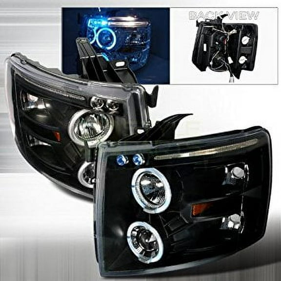 Spec-D Tuning 2007-2011 Chevy Silverado Halo Led Projector Headlights Black