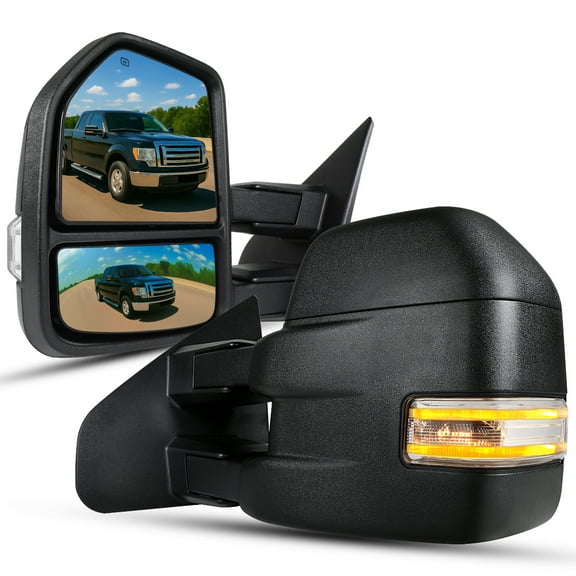 Spec-D Tuning [2015 Look] Power Heated Towing Mirrors w/ LED Signal Compatible with 2007-2014 Ford F150 Pickup Left + Right