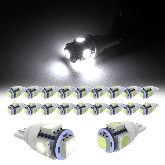 Spec-D Tuning 20x Ultra Bright T10 5-SMD LED Light Bulbs Lamps Super White 20PC 194 W5W