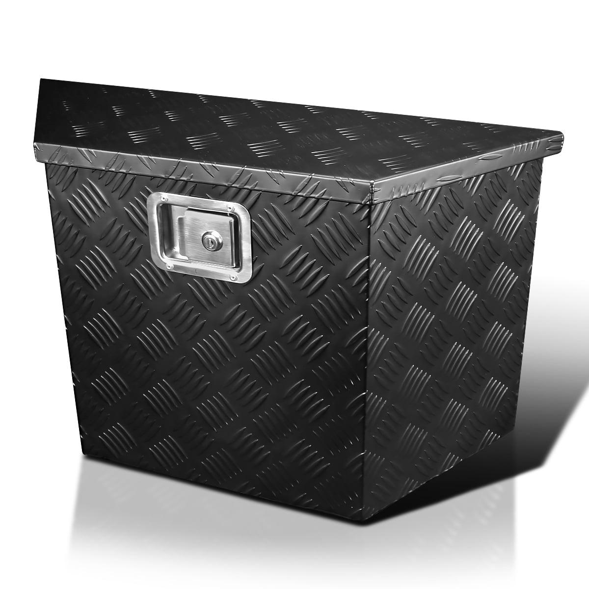 Spec-D Tuning 28"/15" Heavy Duty Black Aluminum Tool Box Truck Pickup Storage w/Lock + Keys