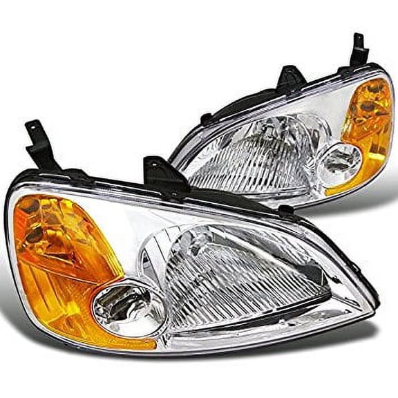 Spec-D Tuning 2LH-CV01-RS Honda Civic 2/4 DR Crystal Headlights Clear Head Lamps