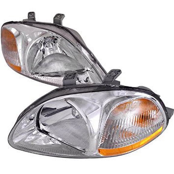 Spec-D Tuning 2LH-CV96-RS Honda Civic DX LX EX Ek9 2/3/4Dr Clear Chrome Head Lights Lamps Pair