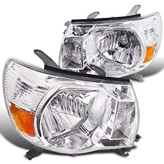 Spec-D Tuning 2LH-TAC06-RS Toyota Tacoma Chrome Crystal Headlights Clear Head Lamps Pair