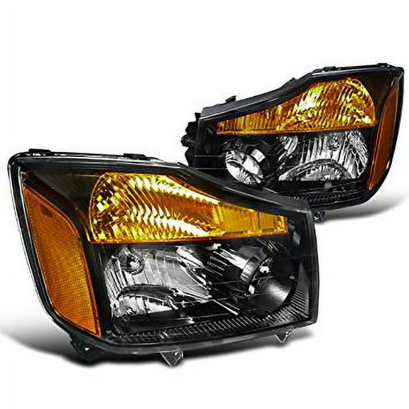 Spec-D Tuning 2LH-TIT08JM-DP Depo Nissan Titan Crystal Headlights JDM Black Head Lamps