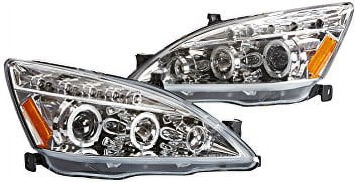 Chrome Housing Clear Lens Dual Halo Projector Headlights with LED