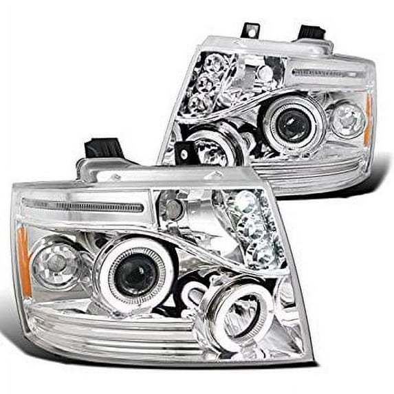 Spec-D Tuning 2LHP-AVA07-TM Chevy Avalanche Suburban Tahoe Halo Led Chrome Clear Projector Head Lights