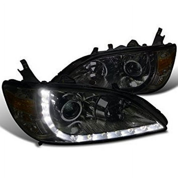 Spec-D Tuning 2LHP-CV04G-8-RS Honda Civic Ex Dx R8 Style Smoked Halo Projector Headlights