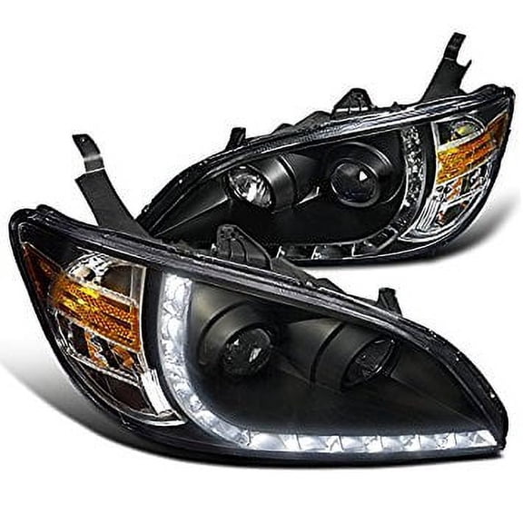 Spec-D Tuning 2LHP-CV04JM-8-RS Honda Civic Ex Dx R8 Style Black Halo Projector Headlights