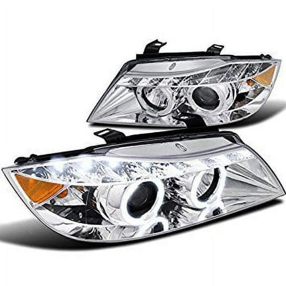 Spec-D Tuning 2LHP-E9005-8-TM Bmw E90 325 330 Chrome Clear Led Halo Projector Headlights