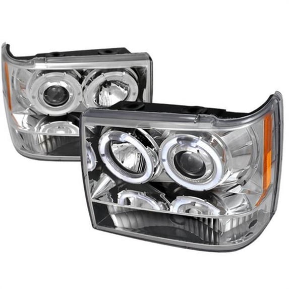 Spec-D Tuning 2LHP-GKEE93-TM Halo LED Projector Headlights for 93 to 98 Jeep Grand Cherokee, Chrome - 10 x 19 x 22 in.
