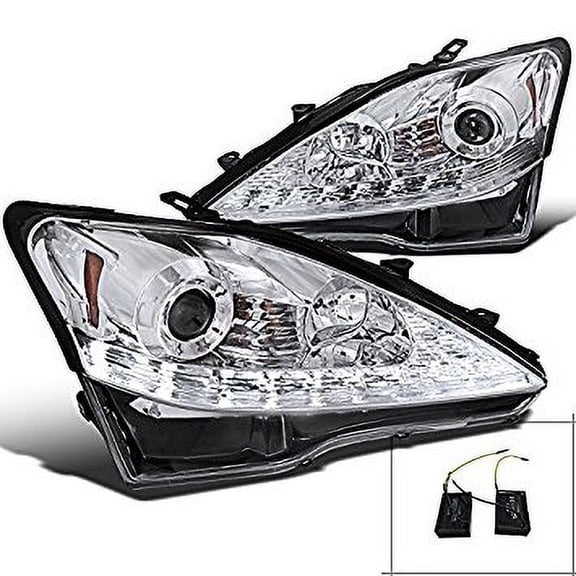 Spec-D Tuning 2LHP-IS25006-TM Lexus IS250 Chrome LED DRL+Turn Signal Strip Projector Headlights