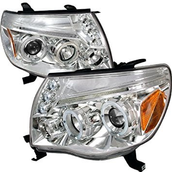 Spec-D Tuning 2LHP-TAC06-TM Toyota Tacoma Dual Halo Chrome Clear Led Projector Head Lights