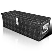 Spec-D Tuning 30x13x10 Truck Pickup Bed Utility Chest Aluminum Black Tool Box Trailer Storage W/ Lock Key