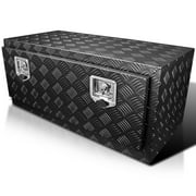 Spec-D Tuning 36x18x16 Truck Pickup Bed Utility Chest Aluminum Black Tool Box Trailer Storage W/ Lock Key