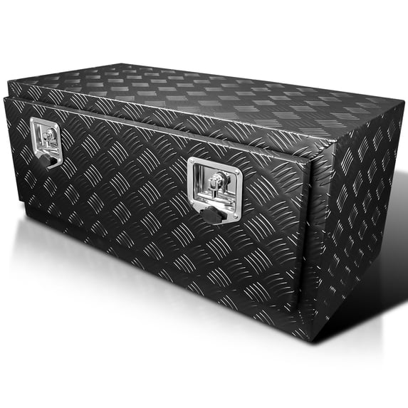 Spec-D Tuning 36x18x16 Truck Pickup Bed Utility Chest Aluminum Black Tool Box Trailer Storage W/ Lock Key