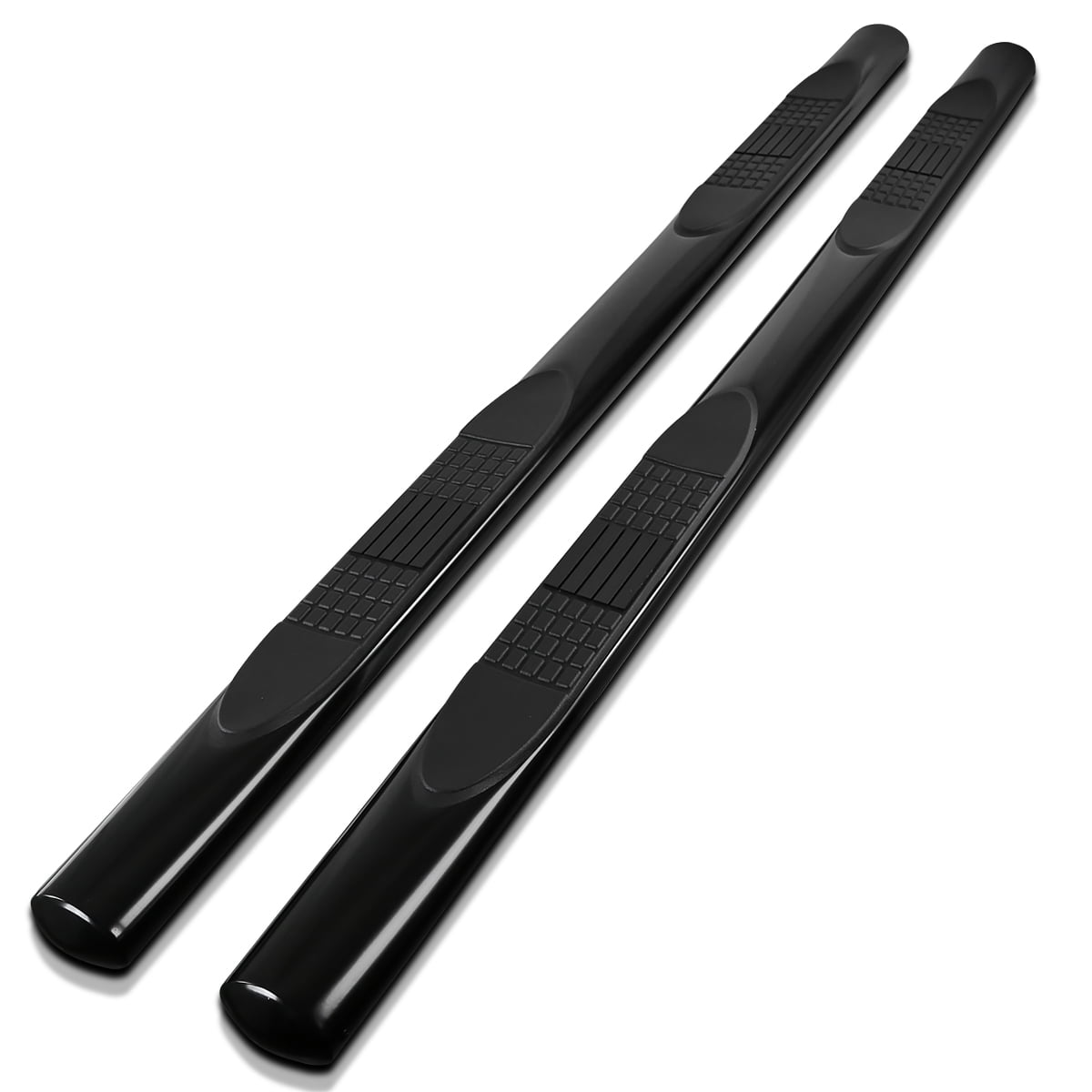 Spec-D Tuning 4" Black Oval Running Boards Nerf Side Step Bars Compatible with 2015-2024 Ford F150 Super Crew Cab, 2017-2021 Ford F250 350 450 550 Super Duty Crew Cab
