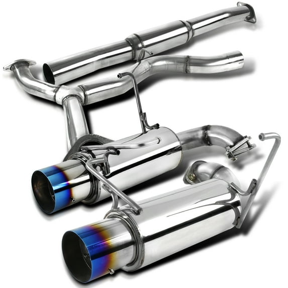 Spec-D Tuning 4" S/S Catback Exhaust Dual Burnt Tip Muffler Compatible with 2008-2014 Subaru Impreza WRX Sti Sedan