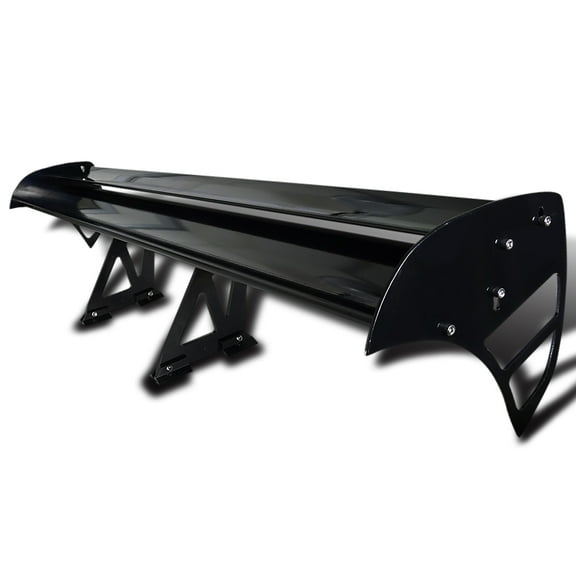 Spec-D Tuning 52" Universal Glossy Black Aluminum Adjustable "F1 Style" Double Deck Rear Trunk Spoiler