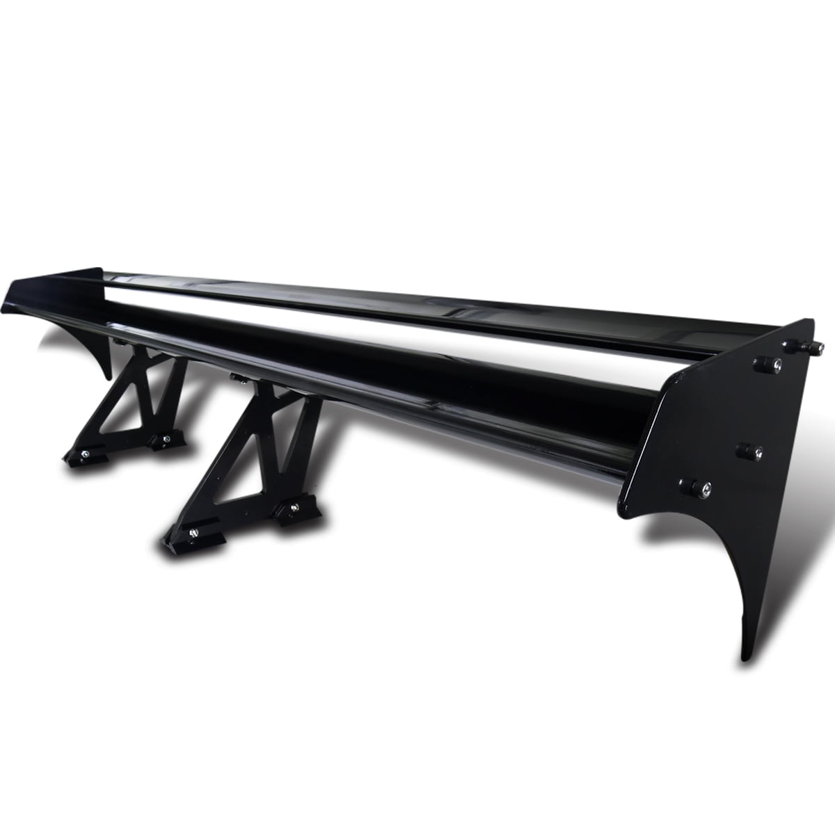 Spec-D Tuning 52" Universal Glossy Black Aluminum Adjustable "GT Style" Double Deck Rear Trunk Spoiler