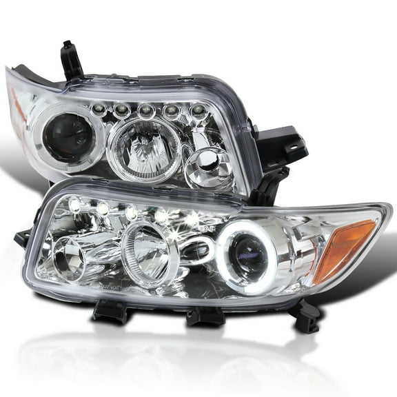 Spec-D Tuning Angel eye + LED Projector Headlights Compatible with 2008-2010 Scion xB, Left + Right Pair Headlamps Assembly