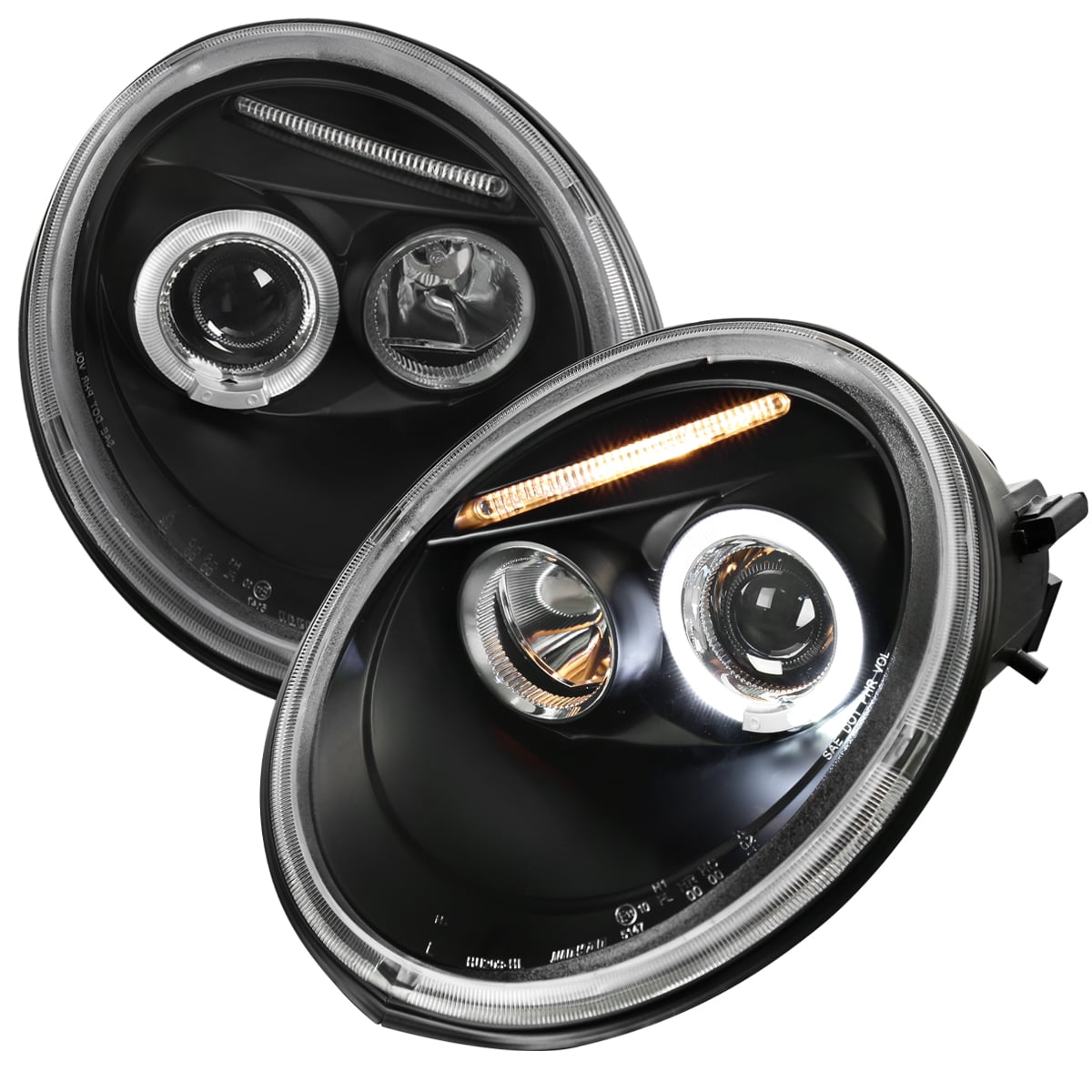 Spec D LHP BEE98JM TM Black Halo Projector Headlights Volkswagen Beetle 1998 2005