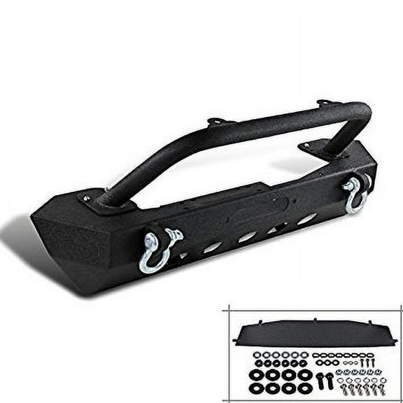 Spec-D Tuning BBF-WRG07B-HK Jeep Wrangler JK Black Steel Front Bumper Rock Guard Fender+Winch Plate