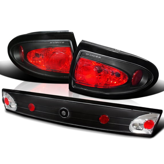 Spec-D Tuning Black Altezza Euro Tail Trunk Lights Compatible with Chevy Cavalier 3Pc Left + Right Pair Assembly