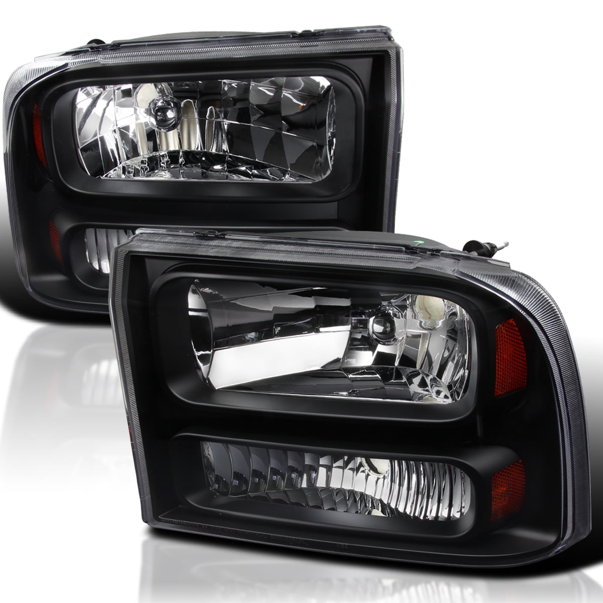 Spec-D Tuning Black Clear Headlights Compatible with Ford F250